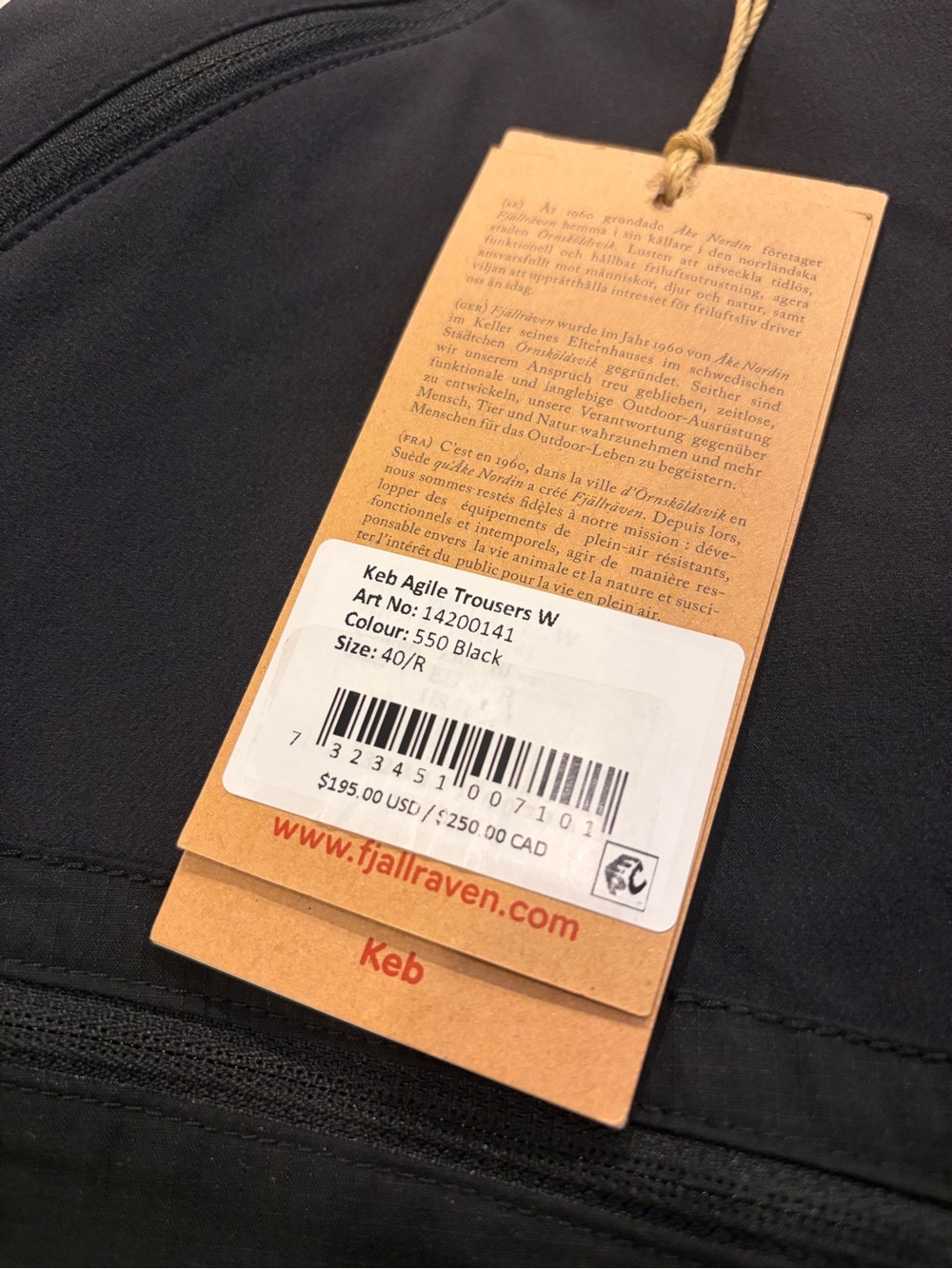 NWT Fjallraven Keb Agile Trousers Pants Black Women's US 8 / 32” Length $195 - Picture 11 of 11